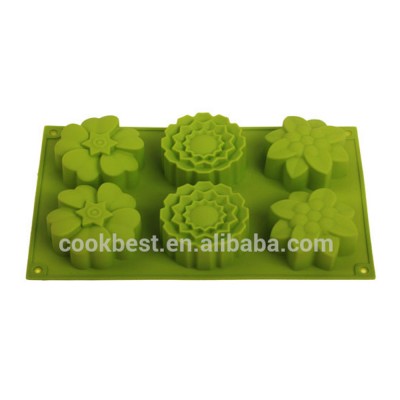 6 pcs Flowers Silicone Non Stick Cake Mold Chocolate Jelly Candy Baking Mold