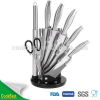 Cookbest hot sale 7pcs stainless steel kitchen knife with acrylic stand