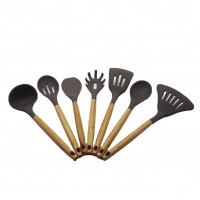 Kitchen wooden handle with silicone kitchen utensil set